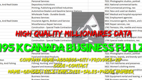195K CANADA BUSINESS FULLZ MILLIONAIRE DATA