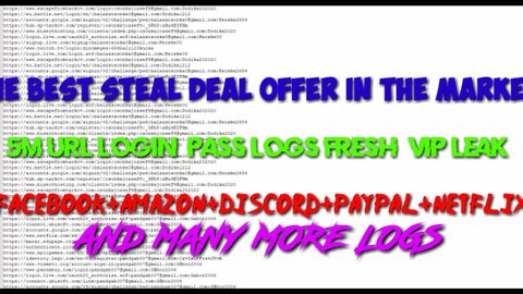5M URL LOGIN|PASS LOGS FRESH [VIP LEAK]