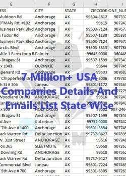 7 Million+ USA Company Name And Email List, State Wise