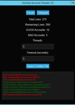 Hotmail Account Checker 1.0